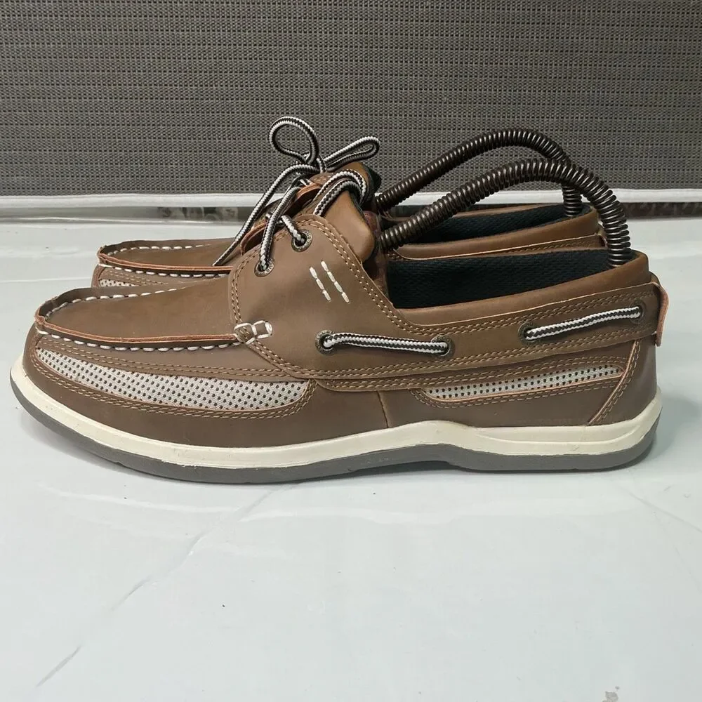 Island Surf Men's Size 9 Brown Boat Shoes Synthetic Upper Durable Sole